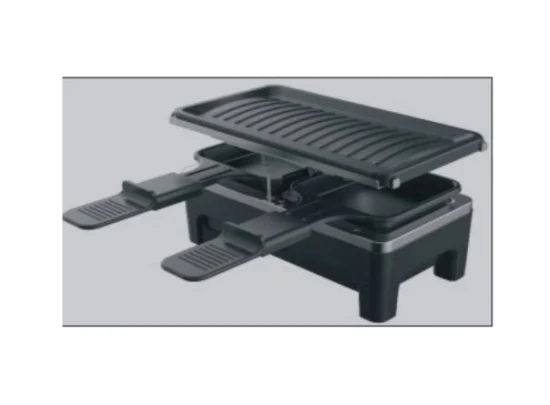 Grelha raclette elétrica para mesa de churrasco para 2 pessoas 800 W com placa antiaderente